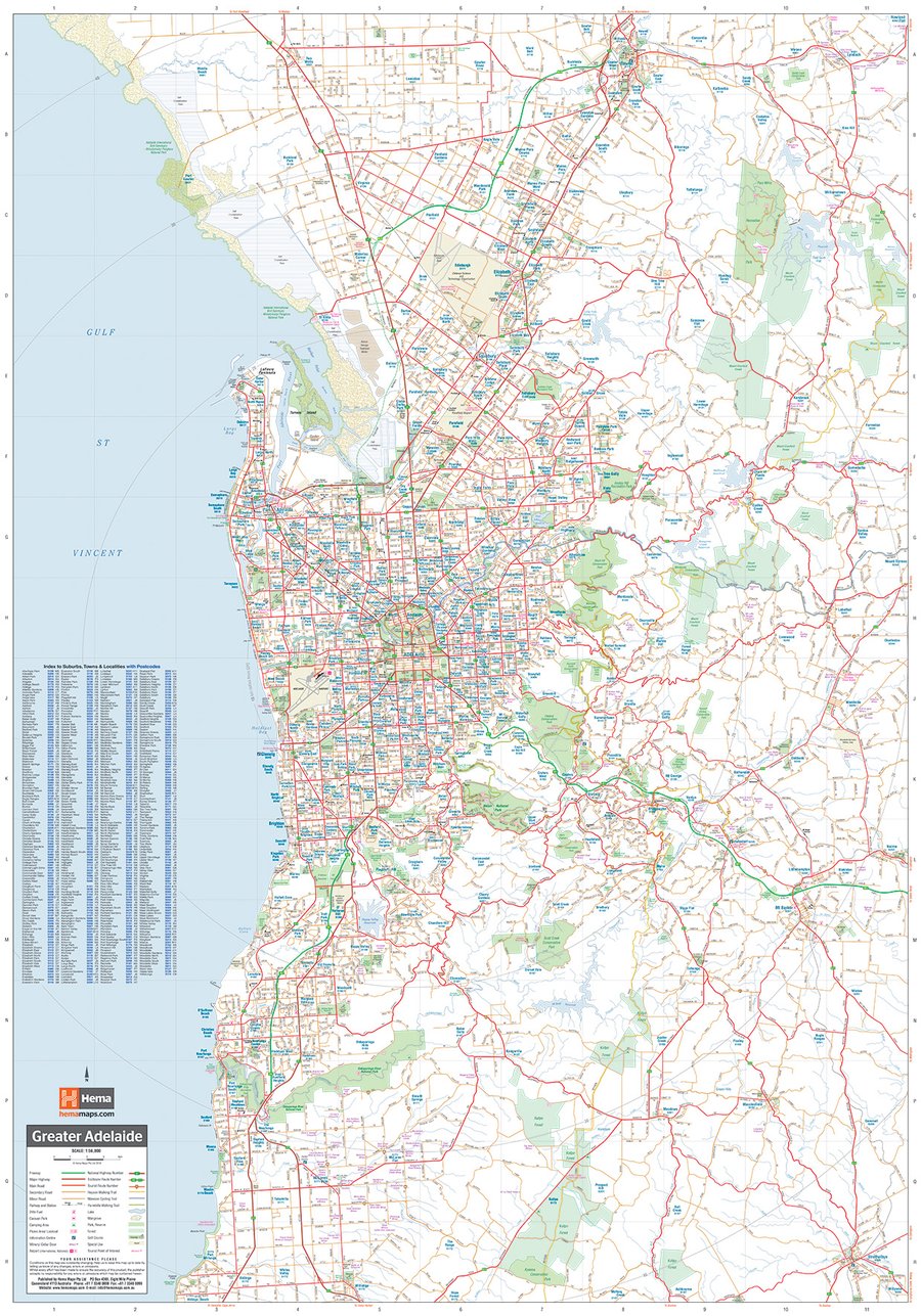 Adelaide & Region Map Laminated 700x1000mm