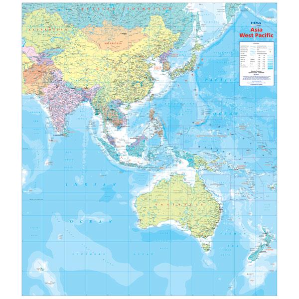 Asia West Pacific Map Unlaminated 875x1000mm