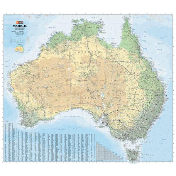 Australia Road & Terrain Mega Map Unlaminated 1686x1481mm