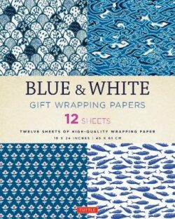 Blue & White Gift Wrapping Papers - 12 Sheets