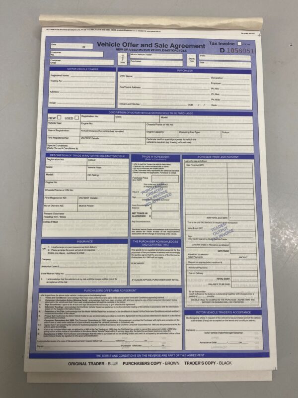Vehicle VOSA Agreement Pad 50