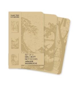 Japanese Woodblocks Mini 3 Set Craft Lined & Blank Pages Notebooks