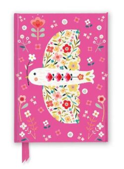 Bee Brown Pink Floral Dove Foiled Lined Notebook