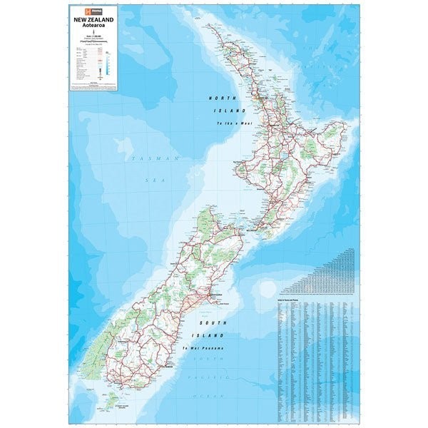New Zealand Map Laminated 700x1000mm