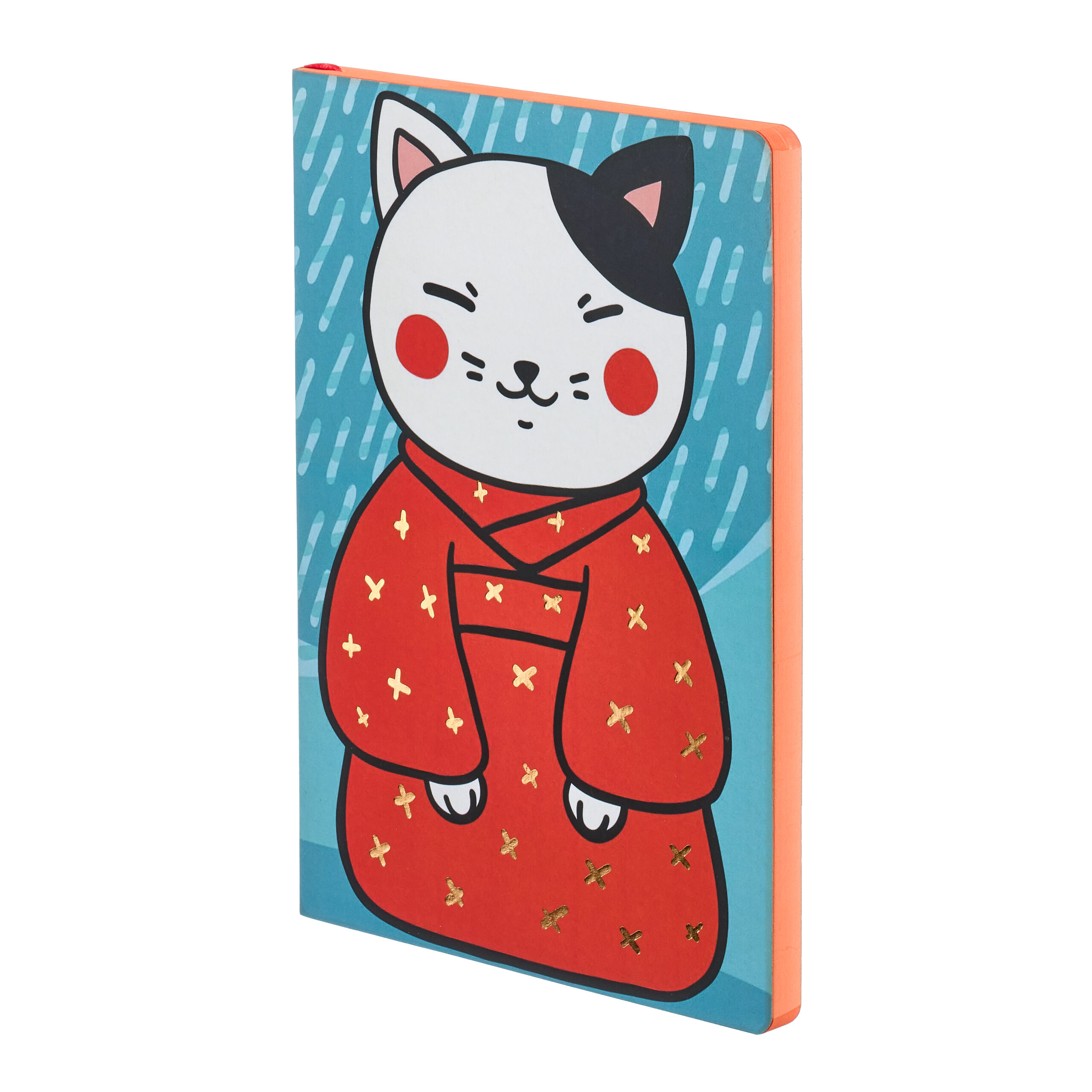 Cat in Red Kimono A5 Lined Notebook